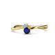 1 - Lucie 4.10 mm Bold Round Aquamarine and Blue Sapphire 2 Stone Promise Ring 