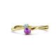 1 - Lucie 4.10 mm Bold Round Aquamarine and Amethyst 2 Stone Promise Ring 