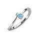 3 - Lucie 4.10 mm Bold Round Aquamarine and Blue Topaz 2 Stone Promise Ring 