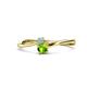 1 - Lucie 4.10 mm Bold Round Aquamarine and Peridot 2 Stone Promise Ring 