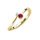 3 - Lucie 4.10 mm Bold Round Aquamarine and Ruby 2 Stone Promise Ring 
