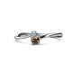 1 - Lucie 4.10 mm Bold Round Aquamarine and Smoky Quartz 2 Stone Promise Ring 