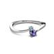 2 - Lucie 4.10 mm Bold Round Aquamarine and Iolite 2 Stone Promise Ring 