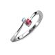 3 - Lucie 4.10 mm Bold Round Aquamarine and Rhodolite Garnet 2 Stone Promise Ring 