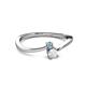 2 - Lucie 4.10 mm Bold Round Aquamarine and White Sapphire 2 Stone Promise Ring 