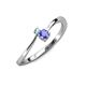 3 - Lucie 4.10 mm Bold Round Aquamarine and Tanzanite 2 Stone Promise Ring 