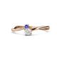 1 - Lucie 4.10 mm Bold Round Tanzanite and White Sapphire 2 Stone Promise Ring 