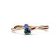 1 - Lucie 4.10 mm Bold Round Tanzanite and Blue Diamond 2 Stone Promise Ring 