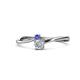 1 - Lucie 4.10 mm Bold Round Tanzanite and Diamond 2 Stone Promise Ring 