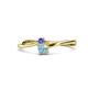 1 - Lucie 4.10 mm Bold Round Tanzanite and Aquamarine 2 Stone Promise Ring 