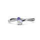 1 - Lucie 4.10 mm Bold Round Tanzanite and White Sapphire 2 Stone Promise Ring 