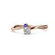 1 - Lucie 4.10 mm Bold Round Tanzanite and Diamond 2 Stone Promise Ring 