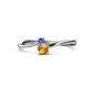 1 - Lucie 4.10 mm Bold Round Tanzanite and Citrine 2 Stone Promise Ring 