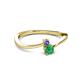 2 - Lucie 4.10 mm Bold Round Tanzanite and Emerald 2 Stone Promise Ring 