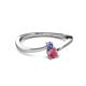 2 - Lucie 4.10 mm Bold Round Tanzanite and Rhodolite Garnet 2 Stone Promise Ring 