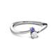 2 - Lucie 4.10 mm Bold Round Tanzanite and White Sapphire 2 Stone Promise Ring 