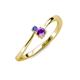 3 - Lucie 4.10 mm Bold Round Tanzanite and Amethyst 2 Stone Promise Ring 