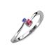 3 - Lucie 4.10 mm Bold Round Tanzanite and Rhodolite Garnet 2 Stone Promise Ring 