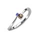 3 - Lucie 4.10 mm Bold Round Tanzanite and Smoky Quartz 2 Stone Promise Ring 