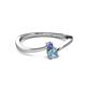 2 - Lucie 4.10 mm Bold Round Tanzanite and Aquamarine 2 Stone Promise Ring 