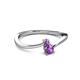 2 - Lucie 4.10 mm Bold Round Amethyst 2 Stone Promise Ring 