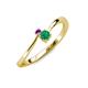 3 - Lucie 4.10 mm Bold Round Amethyst and Emerald 2 Stone Promise Ring 