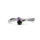 1 - Lucie 4.10 mm Bold Round Amethyst and Black Diamond 2 Stone Promise Ring 