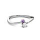 2 - Lucie 4.10 mm Bold Round Amethyst and White Sapphire 2 Stone Promise Ring 