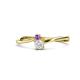 1 - Lucie 4.10 mm Bold Round Amethyst and White Sapphire 2 Stone Promise Ring 