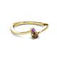2 - Lucie 4.10 mm Bold Round Amethyst and Smoky Quartz 2 Stone Promise Ring 