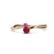 1 - Lucie 4.10 mm Bold Round Amethyst and Ruby 2 Stone Promise Ring 