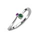 3 - Lucie 4.10 mm Bold Round Amethyst and Lab Created Alexandrite 2 Stone Promise Ring 