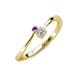 3 - Lucie 4.10 mm Bold Round Amethyst and Lab Grown Diamond 2 Stone Promise Ring 