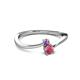 2 - Lucie 4.10 mm Bold Round Amethyst and Rhodolite Garnet 2 Stone Promise Ring 