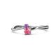 1 - Lucie 4.10 mm Bold Round Amethyst and Pink Tourmaline 2 Stone Promise Ring 