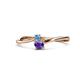1 - Lucie 4.10 mm Bold Round Blue Topaz and Iolite 2 Stone Promise Ring 