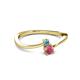 2 - Lucie 4.10 mm Bold Round Blue Topaz and Rhodolite Garnet 2 Stone Promise Ring 