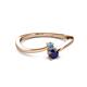 2 - Lucie 4.10 mm Bold Round Blue Topaz and Blue Sapphire 2 Stone Promise Ring 