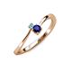 3 - Lucie 4.10 mm Bold Round Blue Topaz and Blue Sapphire 2 Stone Promise Ring 