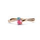 1 - Lucie 4.10 mm Bold Round Blue Topaz and Pink Tourmaline 2 Stone Promise Ring 