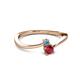 2 - Lucie 4.10 mm Bold Round Blue Topaz and Ruby 2 Stone Promise Ring 