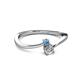 2 - Lucie 4.10 mm Bold Round Blue Topaz and Diamond 2 Stone Promise Ring 