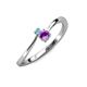3 - Lucie 4.10 mm Bold Round Blue Topaz and Amethyst 2 Stone Promise Ring 