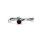 1 - Lucie 4.10 mm Bold Round Blue Topaz and Red Garnet 2 Stone Promise Ring 
