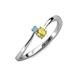 3 - Lucie 4.10 mm Bold Round Blue Topaz and Yellow Sapphire 2 Stone Promise Ring 