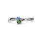 1 - Lucie 4.10 mm Bold Round Blue Topaz and Lab Created Alexandrite 2 Stone Promise Ring 