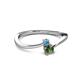 2 - Lucie 4.10 mm Bold Round Blue Topaz and Lab Created Alexandrite 2 Stone Promise Ring 