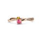 1 - Lucie 4.10 mm Bold Round Citrine and Pink Tourmaline 2 Stone Promise Ring 