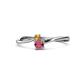 1 - Lucie 4.10 mm Bold Round Citrine and Rhodolite Garnet 2 Stone Promise Ring 