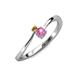 3 - Lucie 4.10 mm Bold Round Citrine and Pink Sapphire 2 Stone Promise Ring 